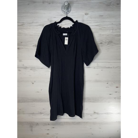 Old Navy Trapeze Swing Dress Womens Small Black Short Sleeve Cotton Summer - Picture 1 of 8